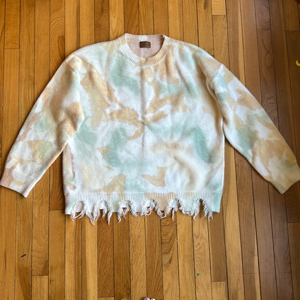 Pol “Time Flies” Generation Sweater Watercolor De… - image 1